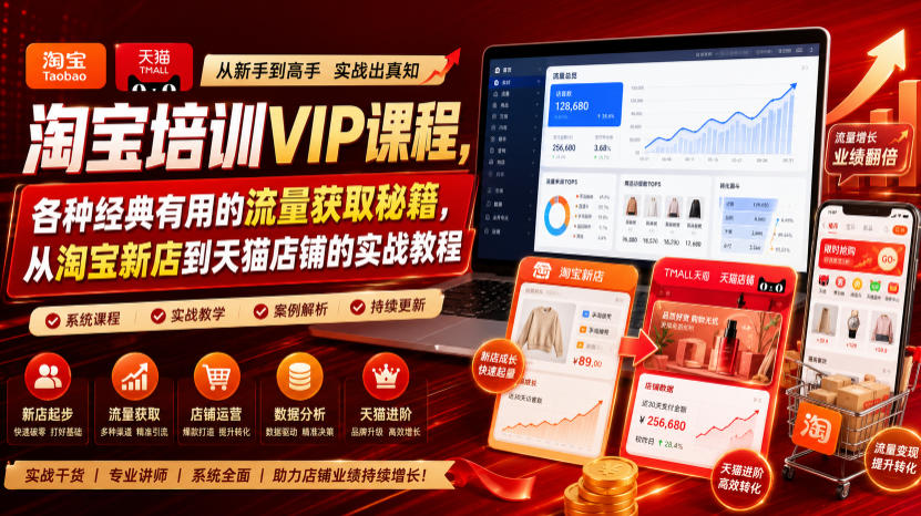 淘宝培训VIP课程，各种经典有用的流量获取秘籍，从淘宝新店到天猫店铺的实战教程(更新7月29日)-dabaowz