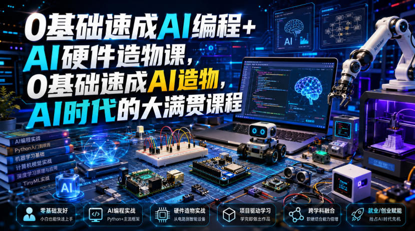 0基础速成AI编程+AI硬件造物课，0基础速成AI造物，AI时代的大满贯课程-dabaowz