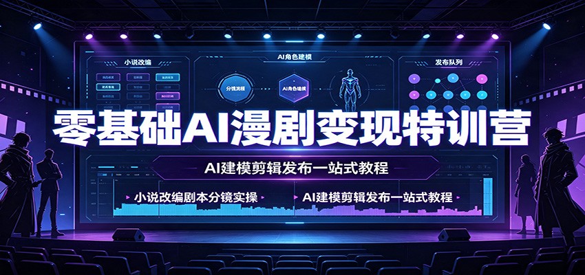 零基础AI漫剧变现特训营：小说改编剧本分镜实操，AI建模剪辑发布一站式教程-dabaowz