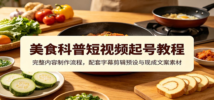 美食科普短视频起号教程：完整内容制作流程，配套字幕剪辑预设与现成文案素材-dabaowz