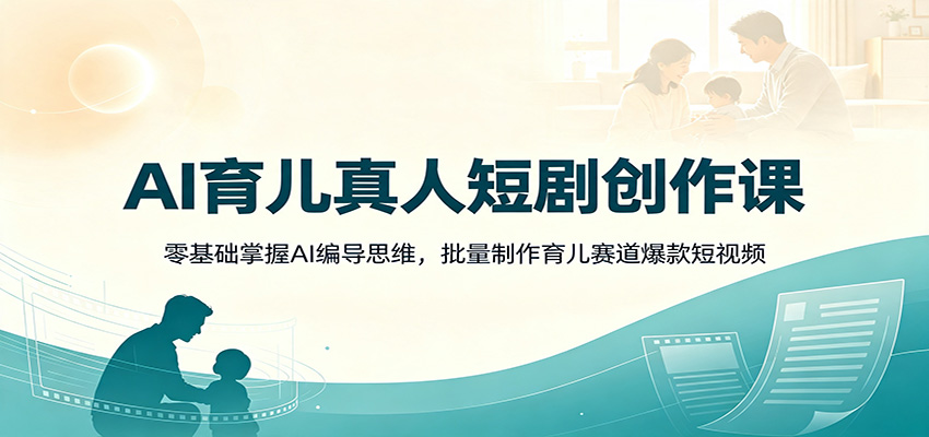 AI育儿真人短剧创作课：零基础掌握AI编导思维，批量制作育儿赛道爆款短视频-dabaowz