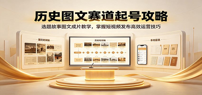 历史图文赛道起号攻略：选题故事图文成片教学，掌握短视频发布高效运营技巧-dabaowz