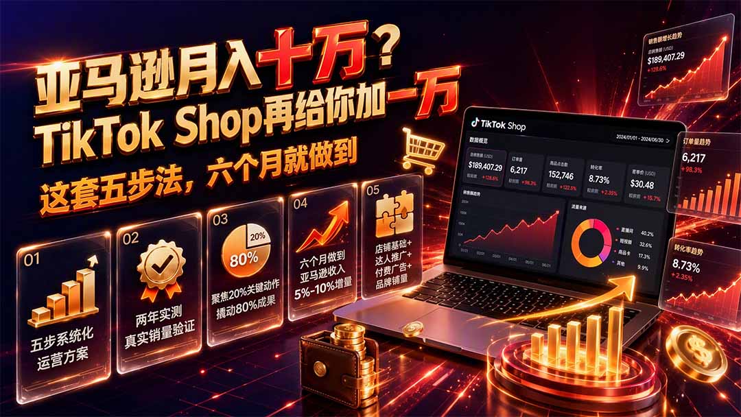 亚马逊月入十万？TikTok Shop再给你加一万——这套五步法，六个月就做到【原创双语字幕】-dabaowz