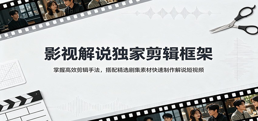 影视解说独家剪辑框架：掌握高效剪辑手法，搭配精选剧集素材快速制作解说短视频-dabaowz