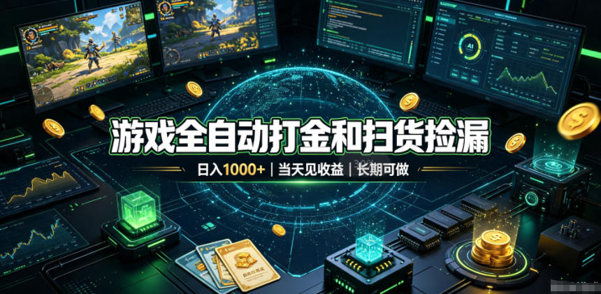 游戏全自动打金和扫货捡漏，日入1k+，当天见收益，长期可做！【揭秘】-dabaowz