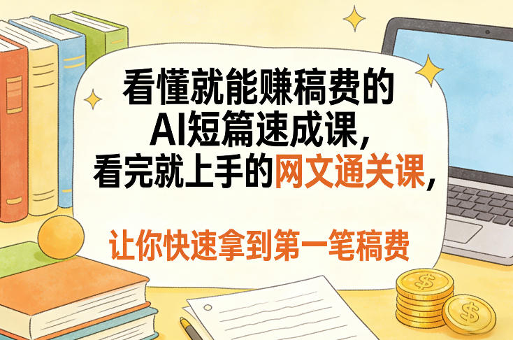 看懂就能賺稿费的AI短篇速成课，看完就上手的网文通关课，让你快速拿到第一笔稿费(更新8月)-dabaowz