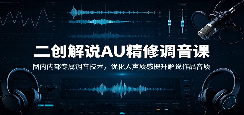 二创解说AU精修调音课：圈内内部专属调音技术，优化人声质感提升解说作品音质-dabaowz