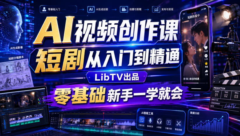 AI视频创作课，短剧从入门到精通，LibTV出品，零基础新手一学就会-dabaowz