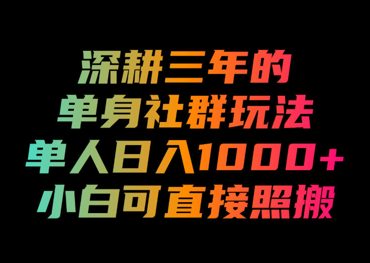 深耕三年的单身社群玩法，单人日入1000+，小白可直接照搬！【揭秘】-dabaowz