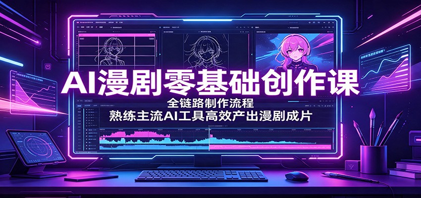 AI漫剧零基础创作课：全链路制作流程，熟练主流AI工具高效产出漫剧成片-dabaowz