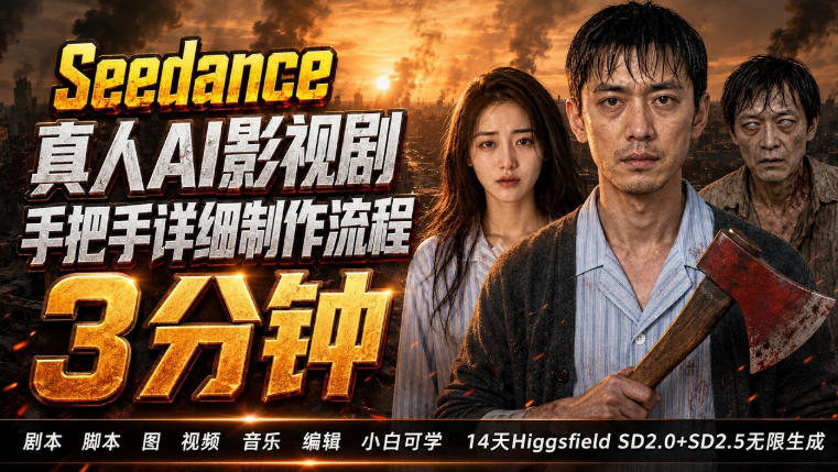 3分钟真人AI影视剧怎么做？SD 2.0手把手完整制作流程｜Higgsfield 14天SD 2.0/2.5无限生成-dabaowz