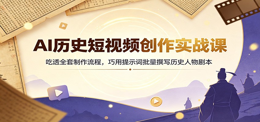 AI历史短视频创作实战课：吃透全套制作流程，巧用提示词批量撰写历史人物剧本-dabaowz