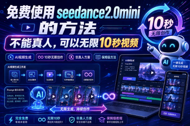 免费使用seedance2.0mini的方法，不能真人，可以无限10秒视频，9图+3音频参考-dabaowz