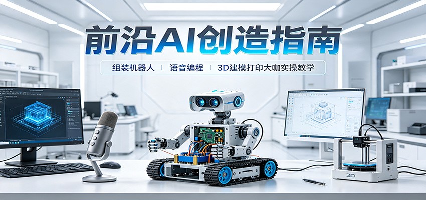 前沿AI创造指南：组装机器人、语音编程、3D建模打印大咖实操教学-dabaowz